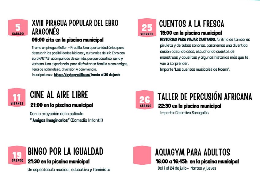 programación de verano en julio