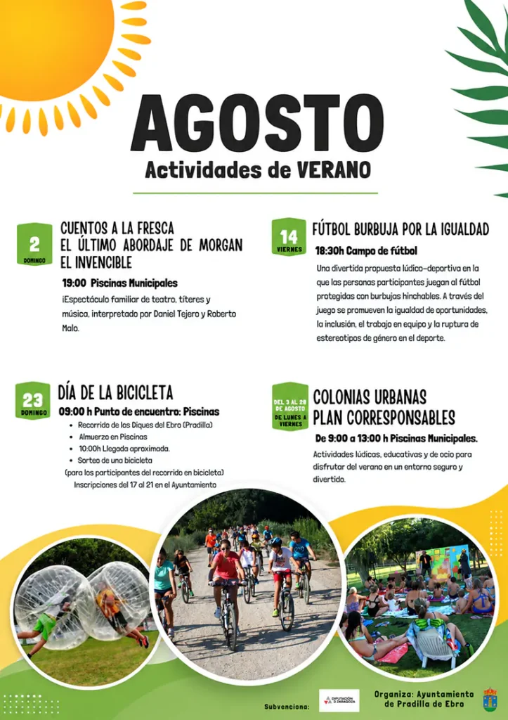 Actividades programadas para el mes de agosto